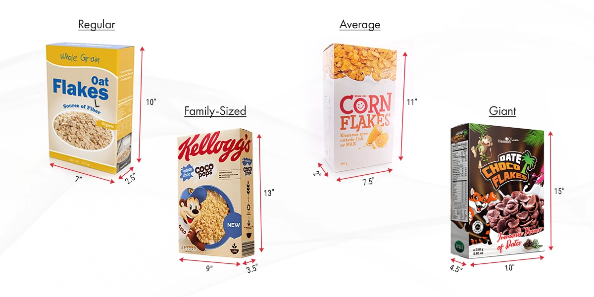 Measurement Chart of Cereal Box Dimensions