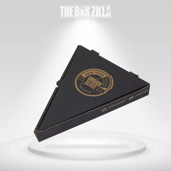 Custom triangle pizza slice boxes with black color