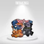 Die cut mylar bags with attached Usa flag