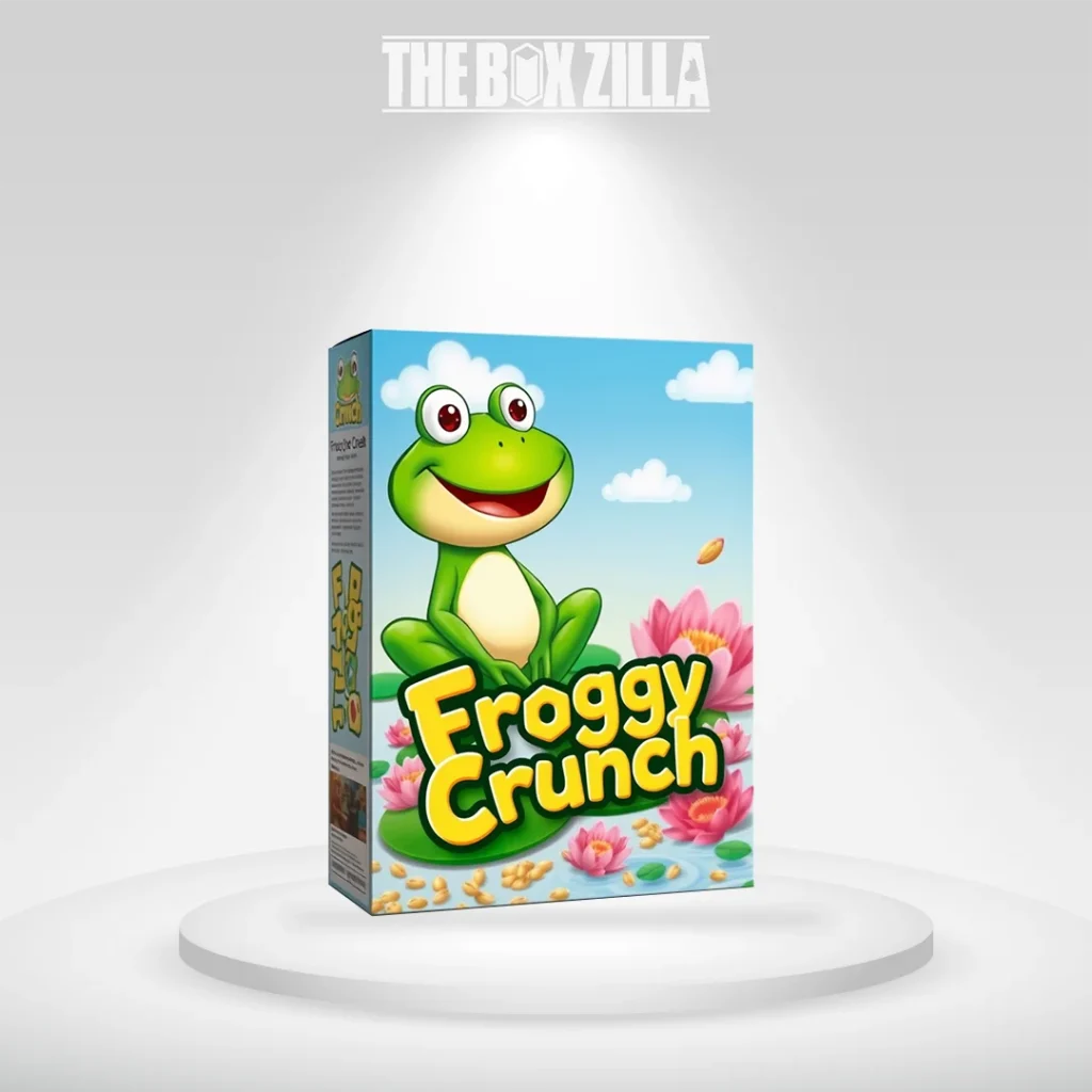 cereal box with frog mascot