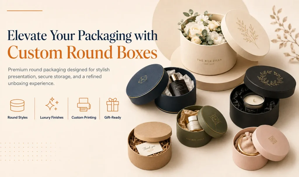 Custom Round Boxes Wholesale | Printed Round Packaging Boxes
