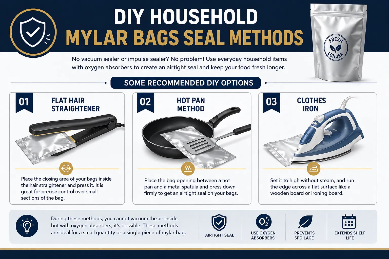 DIY Household Mylar Bags Seal Methods