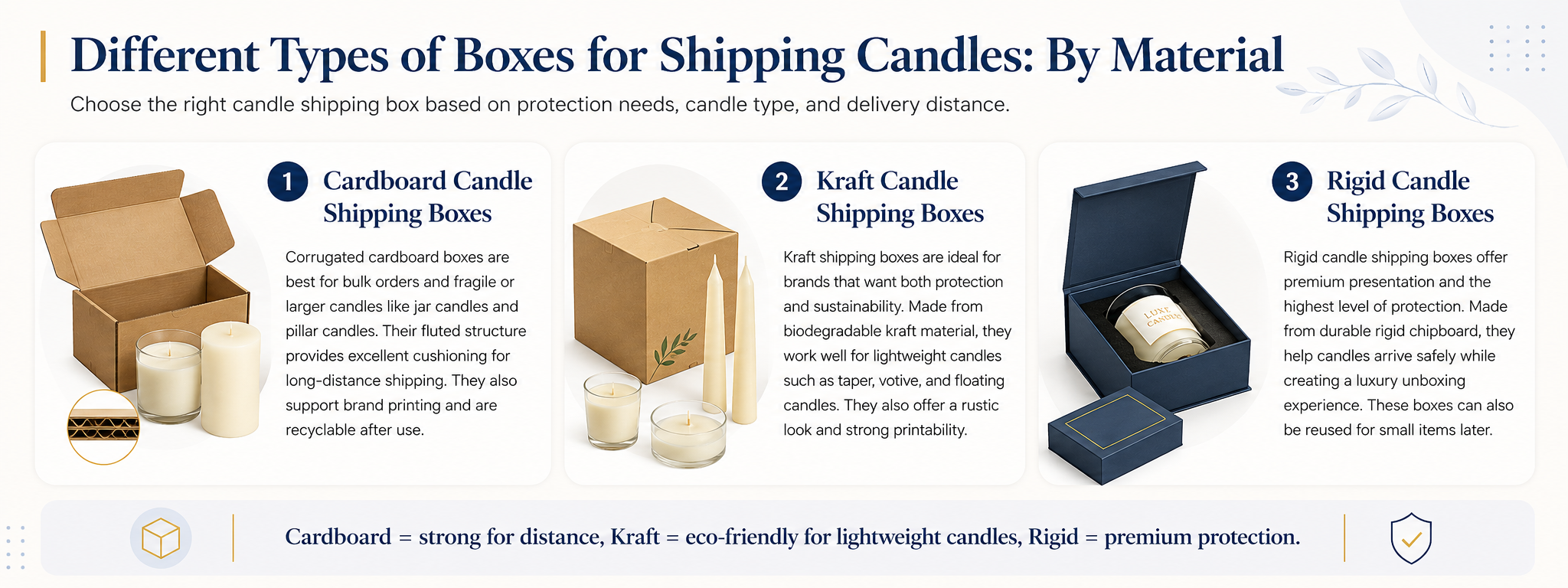 Different Types of Boxes for Shipping Candles By Material