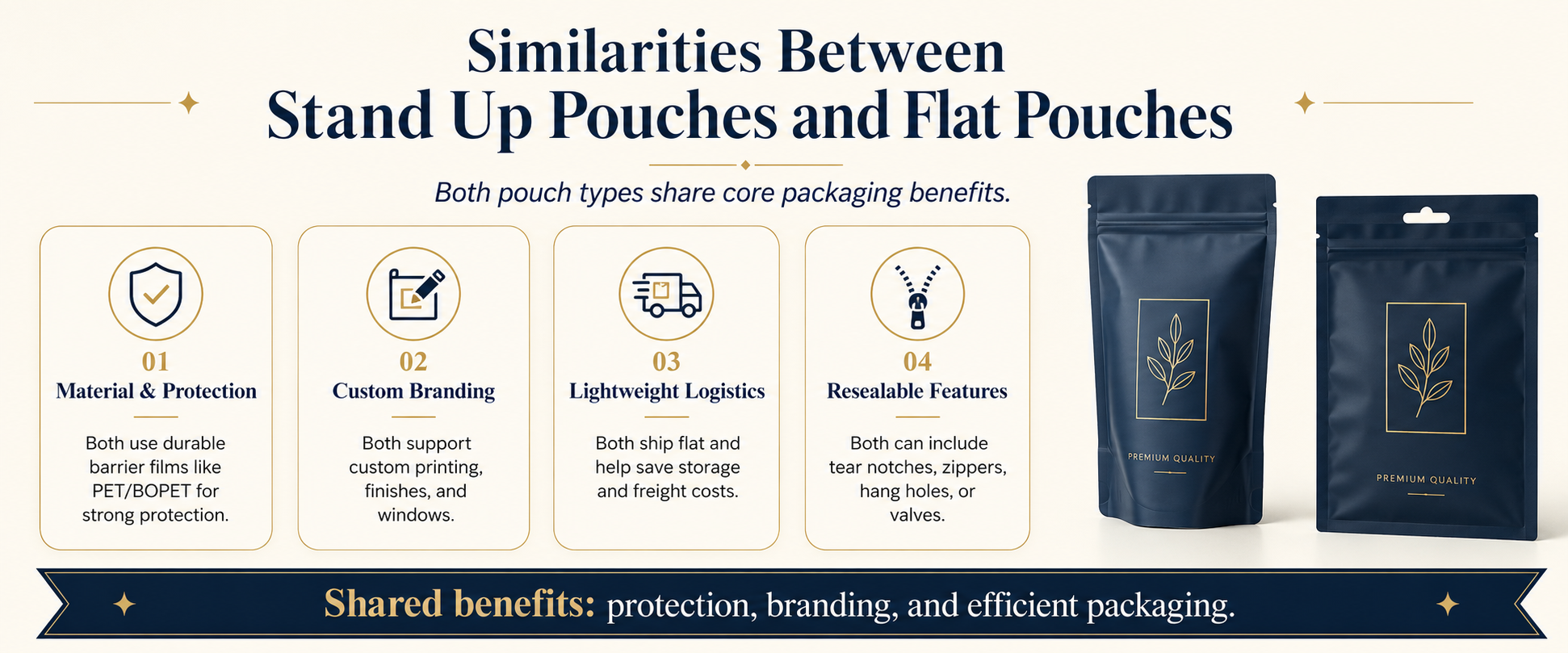 Similarities Between Stand Up Pouches and Flat Pouches